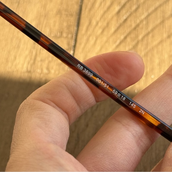 Ray Ban Sunglasses RB3699 Gold Frame with Brown Gradient Lenses, 59-18-145 - Picture 10 of 14